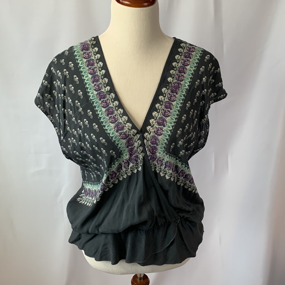 Free people Grey purple turquoise boho open back peasant Medium